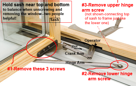 How to detach a Pella casement window from the frame